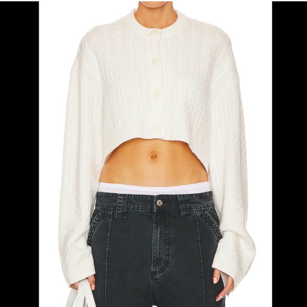 Helsa Rayssa Cable Cardigan in Ivory